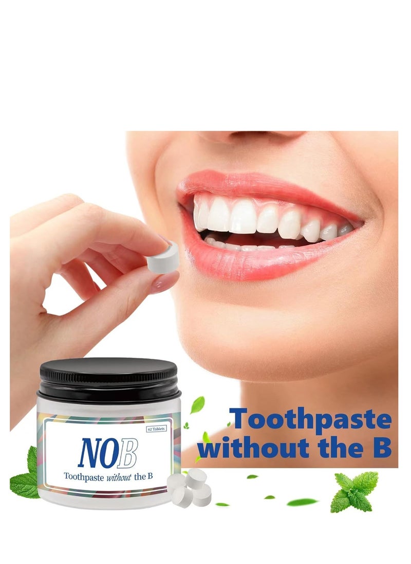 Chewable Toothpaste Tablets, Flouride Free Toothpaste Tabs, Travel Sized Oral Care, Eco Friendly Vegan Dental Tabs for Brushing, Nano Hydroxyapatite Toothpaste, All Natural, Strengthen Teeth 62 Tablets