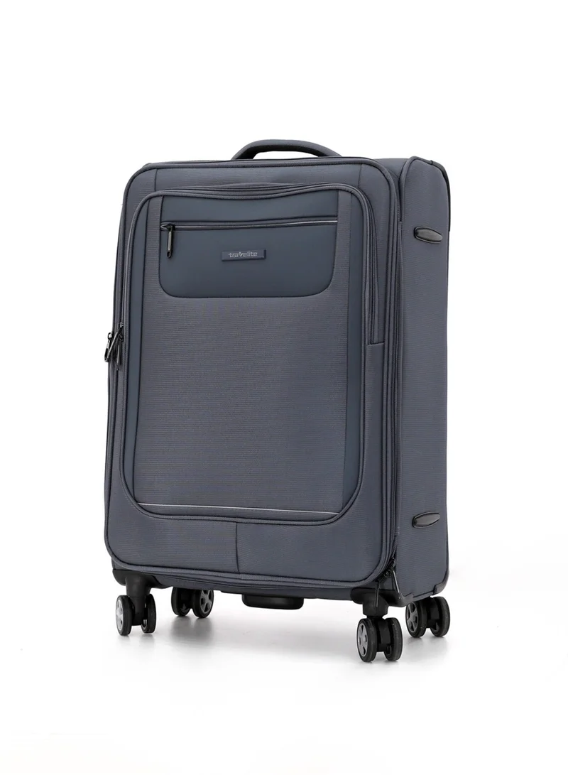 Travelite Travelite 4-Piece Softside Spinner Luggage Set - Durable Lightweight Travel Suitcases with 8 Smooth Wheels, Telescopic Handle, and Front Pockets