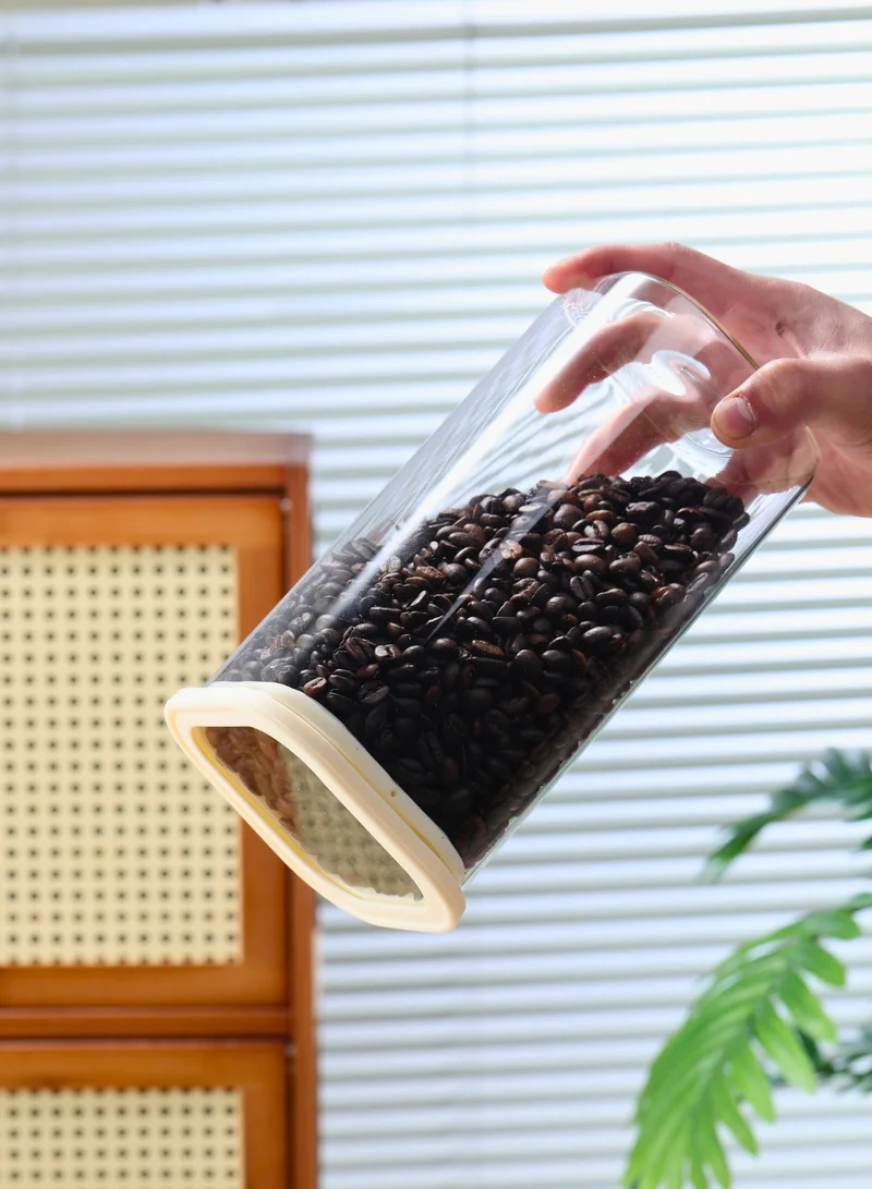 1Chase Square Storage Jars 1800ML – Set of 2 | Airtight & Stackable Borosilicate Glass Jars with Silicone Lids for Kitchen Pantry, Snacks, Spices, and Dry Food