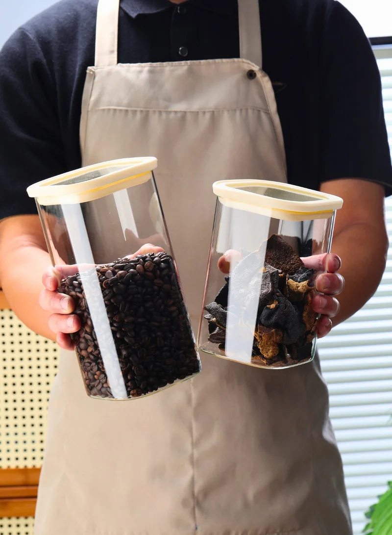 1Chase Square Storage Jars 1800ML – Set of 2 | Airtight & Stackable Borosilicate Glass Jars with Silicone Lids for Kitchen Pantry, Snacks, Spices, and Dry Food