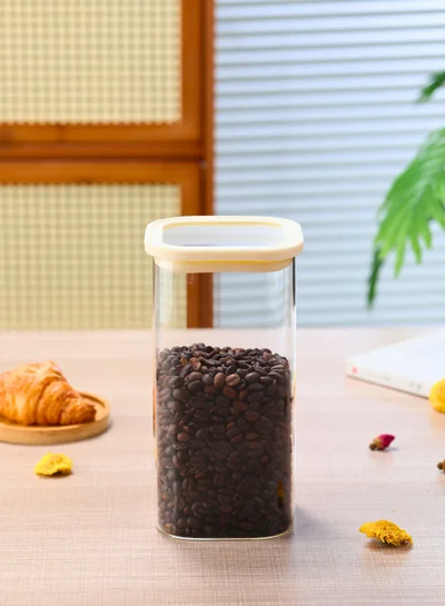 1Chase Square Storage Jars 1800ML – Set of 2 | Airtight & Stackable Borosilicate Glass Jars with Silicone Lids for Kitchen Pantry, Snacks, Spices, and Dry Food