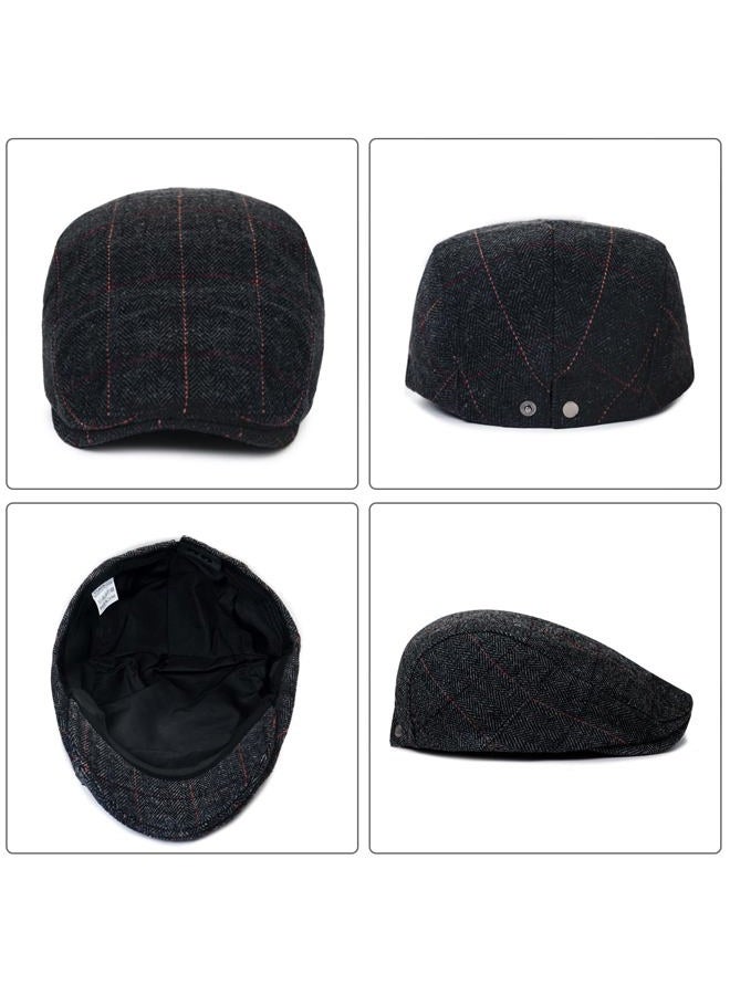 Xinveen Men's Newsboy Hats Winter Flat Ivy Gatsby Cap Irish Cabbie Ivy Driving Hunting Hat Black - Image 5
