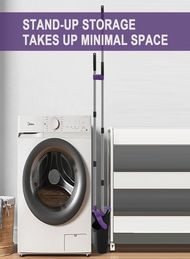 TNELTUEB Large Broom and Dustpan Set, Purple Broom with Dustpan Combo Set, 55" Long Handle Broom, Self Cleaning Dustpan, Ideal for Home and Dog Cat Pets - Image 5