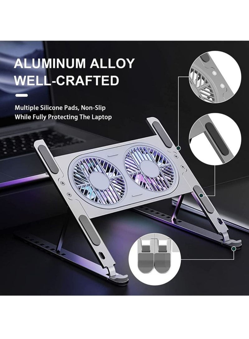GENNEXT Laptop Cooling Pad Laptop Cooler Laptop External Fan Laptop Cooling Stand with Fan Computer Cooling Fan for Gaming Laptop MacBook Air Pro 9 17" Notebook Aluminum - Image 2