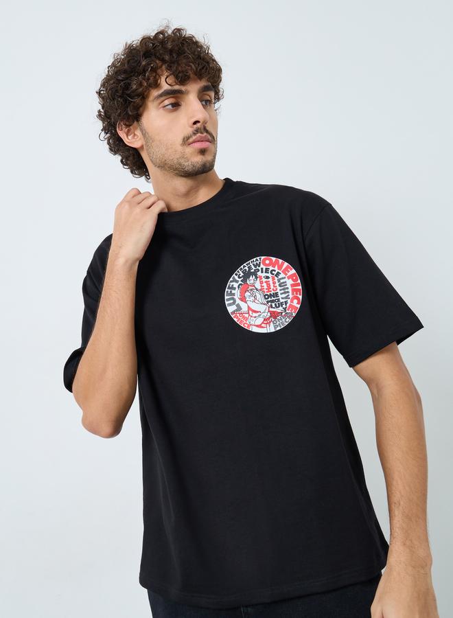 Styli Men Black One Piece Character Print Terry Oversized T-Shirt - Image 3