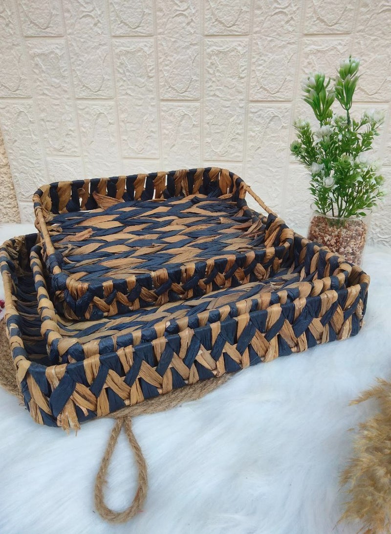 منظمات خوص وكتان - 3 قطع بأحجام مختلفة T - Image 1