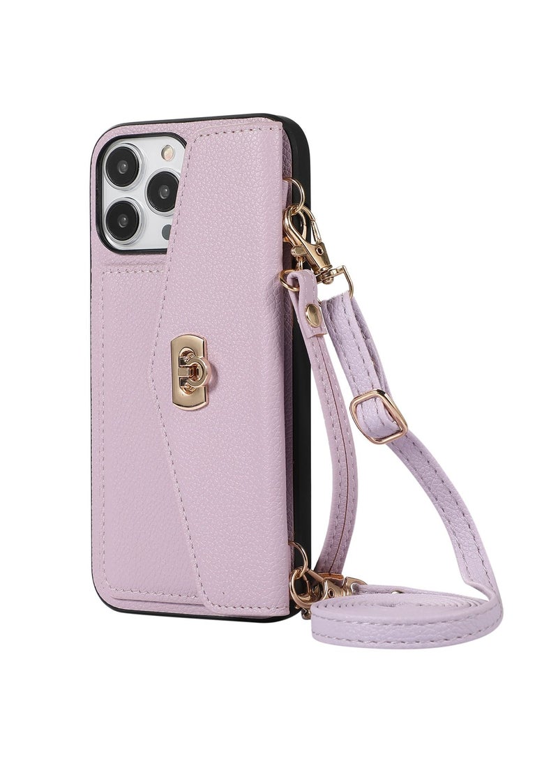 Suteni Crossbody Strap Back Cover Card Slots Leather Phone Case for iPhone - Image 1