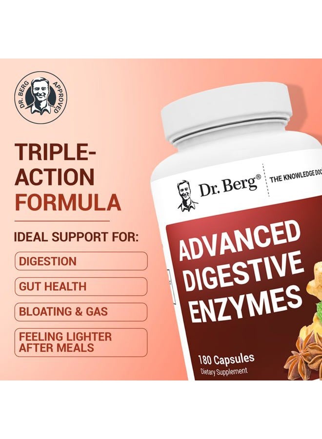 Dr. Berg Nutritionals Dr. Berg Advanced Digestive Enzymes with Apple Cider Vinegar - Includes Digestive Health Ingredients Like Betaine Hydrochloride (HCI), Ginger Root & Peppermint Leaf - 180 Capsules - Image 2