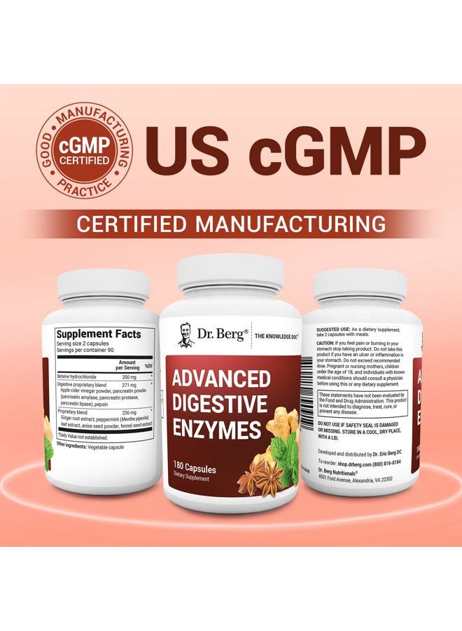 Dr. Berg Nutritionals Dr. Berg Advanced Digestive Enzymes with Apple Cider Vinegar - Includes Digestive Health Ingredients Like Betaine Hydrochloride (HCI), Ginger Root & Peppermint Leaf - 180 Capsules - Image 5