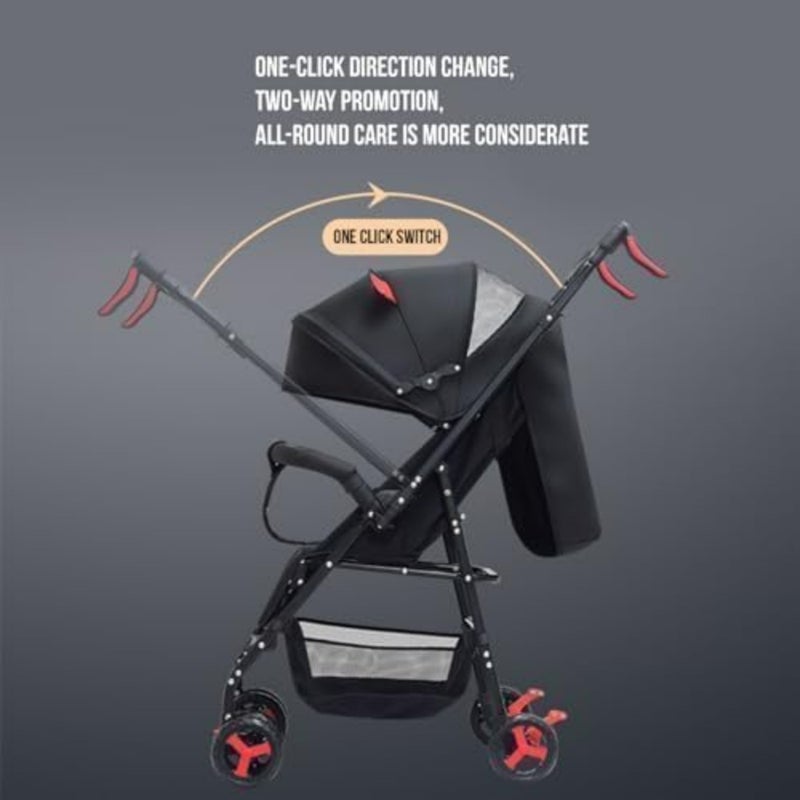 Travel-friendly lightweight cabin pram for infants, aluminum frame, black, foldable all-terrain stroller with convertible double seats - Image 3