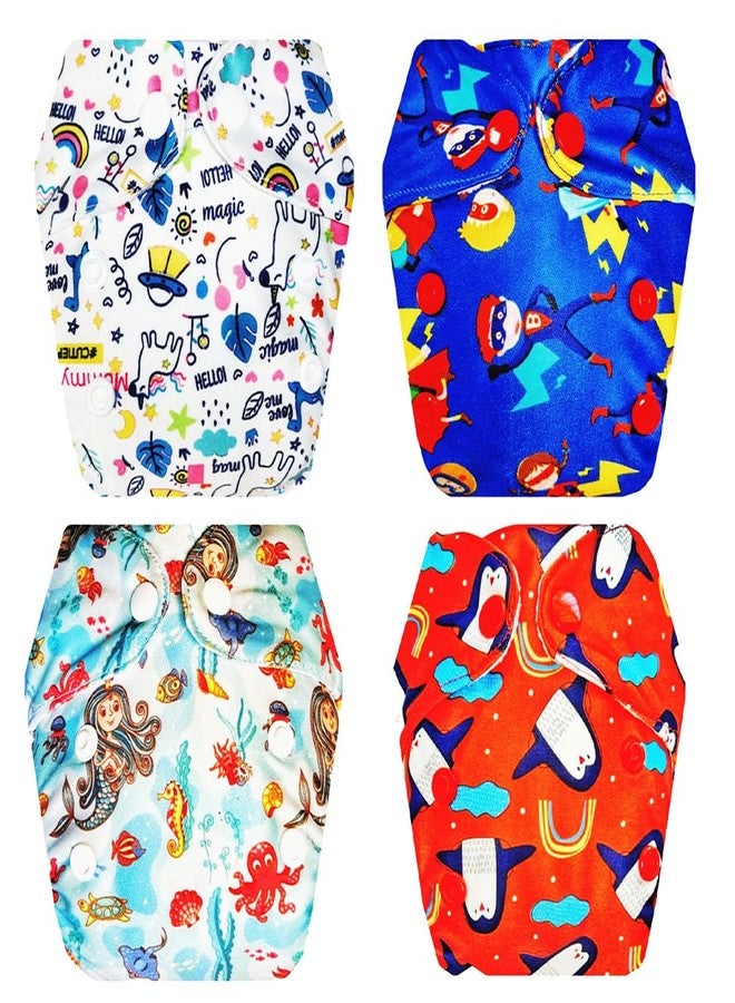 حفاضات قماشية فاخرة من دمبلدو للأطفال حديثي الولادة مع حشوة داخلية (عبوة من 4 قطع) | مضادة للحساسية | مانعة للتسرب | مناسبة للسفر | ضرورية للاستخدام اليومي | من 0 إلى 4 أشهر | للجنسين - Image 1