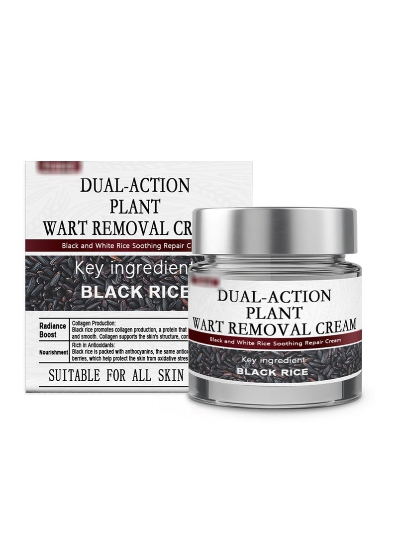 DUAL-ACTION PLANT WART REMOVAL CREAM, Dual-Action Renewal Cream, Black and White Rice Soothing Repair cream, Professional Skin Treatment, Smooths And Refines The Skin, Natural Body Serum Suitable for All Skin Types (50g) - Image 1