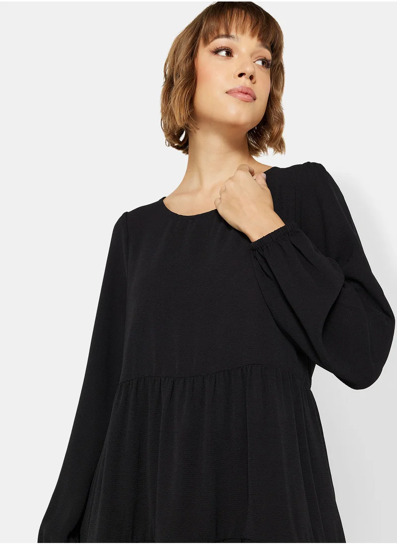 ONLY Tiered Long Sleeve Mini Dress