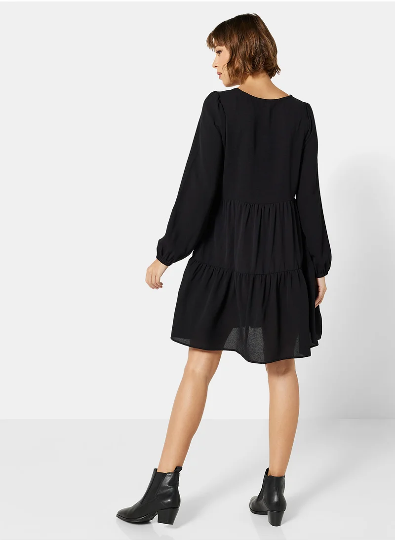 اونلي Tiered Long Sleeve Mini Dress