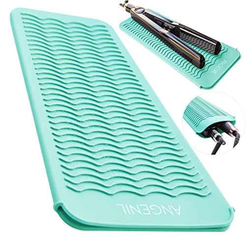 ANGENIL Curling Iron Silicone Mat Heat Resistant for Travel Dual Voltage Flat Iron, Hair Straightener, Rotating Cordless Curling Iron Wand, Wireless Curlers, Crimper Hair Iron, Straightening Iron - Image 1