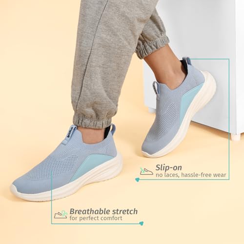 YOHO Knitted Slip-Ons for Women |Lightweight, Stylish, Breathable Casual Loafer Shoes |Extra Soft Insole & Shock Absorbing for Walking Without Lace Ladies SOS-112 | Light Blue - UK 6 - Image 5