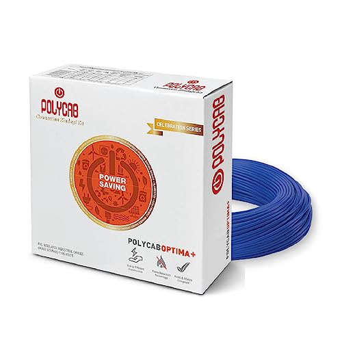 Polycab OPTIMA+ 6sqmm 90M coil | Flame Retardant | Lead free | 99.97% high purity copper | Rodent protection | PVC insulated housewire [Blue] - Image 1