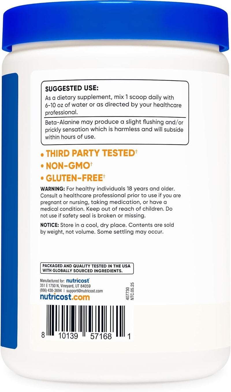 Nutricost Beta Alanine Powder 500 Grams 11lbs  Pure Beta Alanine Gluten Free  NonGMO - Image 4