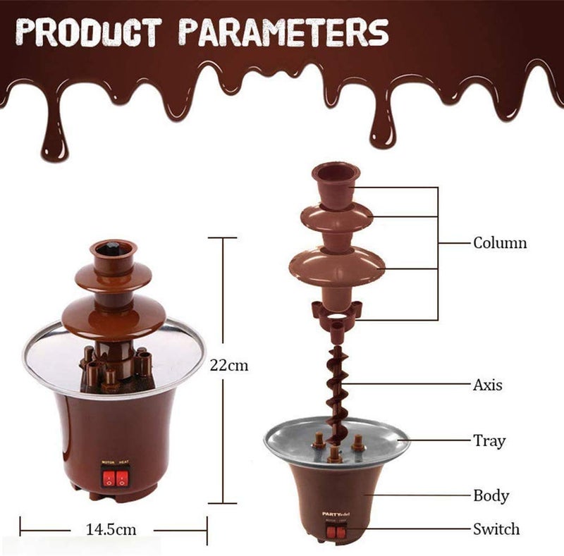 KERFORA Mini Chocolate 3 Layers Fondue Fountain, Easy to Assemble Creative Design Mini Chocolate Melt with Heating Machine for Household Birthday Party, Home & resturant - Image 5