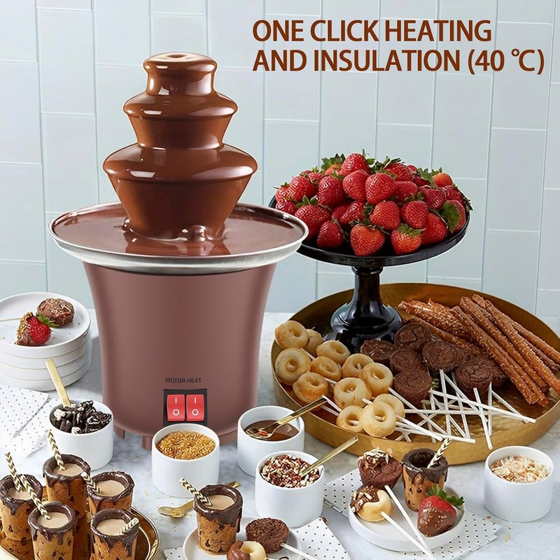 KERFORA Mini Chocolate 3 Layers Fondue Fountain, Easy to Assemble Creative Design Mini Chocolate Melt with Heating Machine for Household Birthday Party, Home & resturant - Image 3