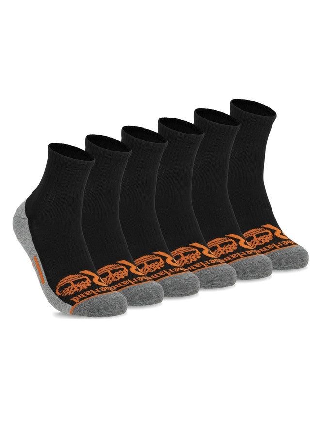 Timberland PRO Men's Sorbtek Moisture Control Quarter Socks, Arch Support, Cushioned Footbed (Size 7-12; 6 Pairs) - Image 1