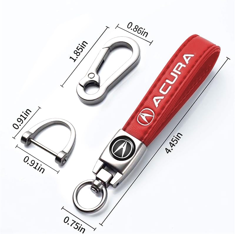 Comburvo Leather Car Keychain, for Acura Integra RSX TSX TL Series Car Key Chain Ring Accessories for Men and Woman Red - Image 2