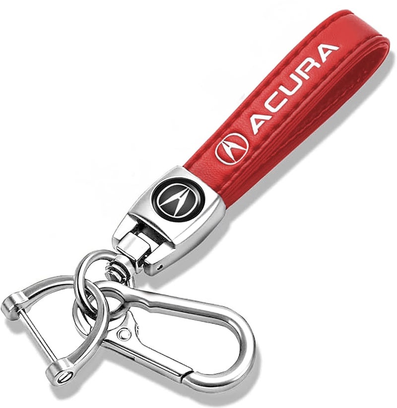 Comburvo Leather Car Keychain, for Acura Integra RSX TSX TL Series Car Key Chain Ring Accessories for Men and Woman Red - Image 1