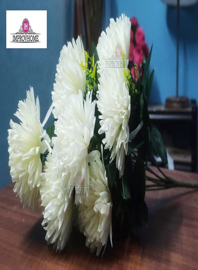 Improvhome Dahlia Flower Bushes Beautiful Decorative 10 Artificial Flower in 1 Bunch (40 cm Tall, 10 Heads) Real Looking Fake Dahlia Artificial Flowers Stem for Wedding and Home Decorations. - Image 2