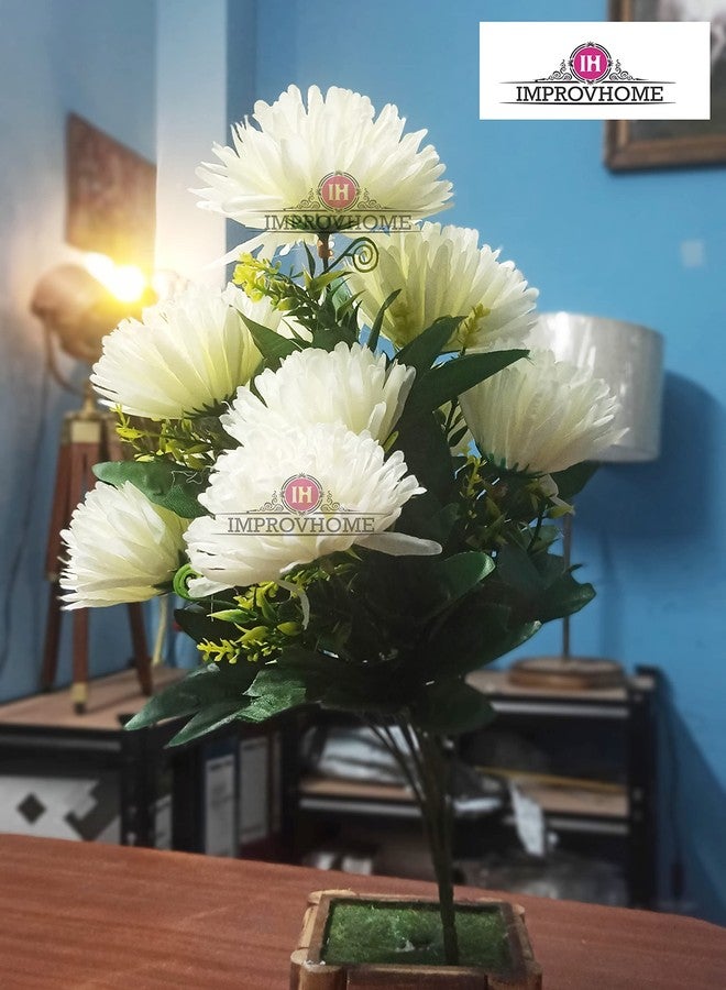 Improvhome Dahlia Flower Bushes Beautiful Decorative 10 Artificial Flower in 1 Bunch (40 cm Tall, 10 Heads) Real Looking Fake Dahlia Artificial Flowers Stem for Wedding and Home Decorations. - Image 3