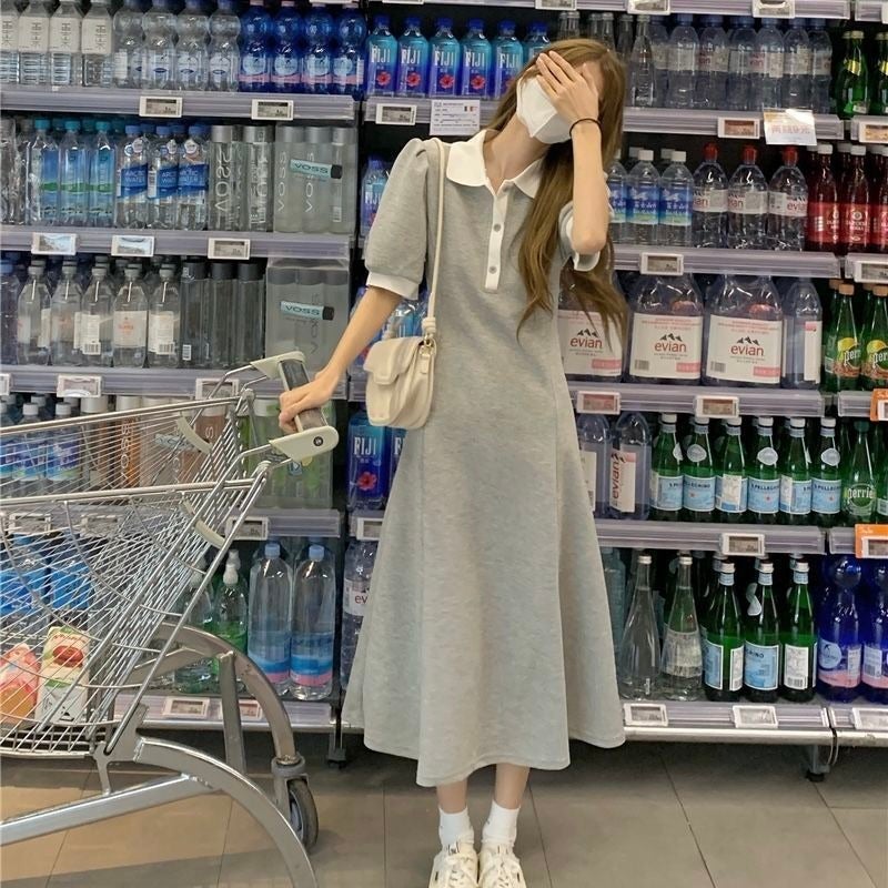 Summer 2024 Elegant Midi Polo Dress for Women Black  - Image 2