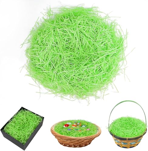 LUYIMIN 1/2 LB Easter Green Grass Basket Filler Recyclable Paper Shred for Easter Basket Filler Creative Eggs Decor Gift Wrap Crinkle & Filler Paper - Image 1