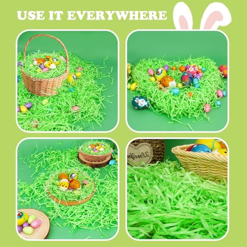 LUYIMIN 1/2 LB Easter Green Grass Basket Filler Recyclable Paper Shred for Easter Basket Filler Creative Eggs Decor Gift Wrap Crinkle & Filler Paper - Image 5