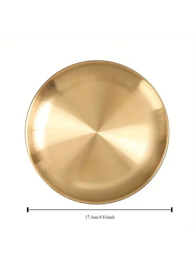 Golden Stainless Steel Pizza Serving Plate Round Tray 6 81 Inch Kitchen Restaurant Party - Image 3
