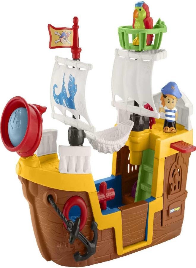 Fisher-Price - Fisher-Price Little People Pirate Ship playset with music, sounds and action for toddlers and preschool kids ages 1-5 years - Image 1