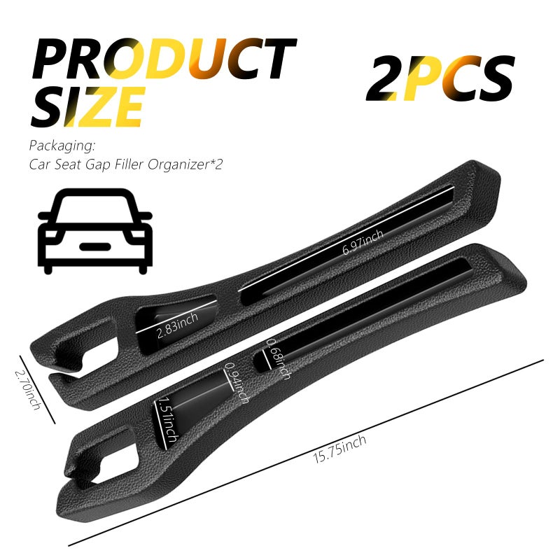 Junecarp 2PCS 2-in-1 Car Seat Gap Filler Organizer with Storage Slots,No Drop Car Gap Seat Filler for Storing Items,Universal in Between Cars Seats Catcher Cars Interior Accessories - Image 2
