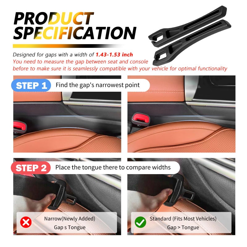 Junecarp 2PCS 2-in-1 Car Seat Gap Filler Organizer with Storage Slots,No Drop Car Gap Seat Filler for Storing Items,Universal in Between Cars Seats Catcher Cars Interior Accessories - Image 5