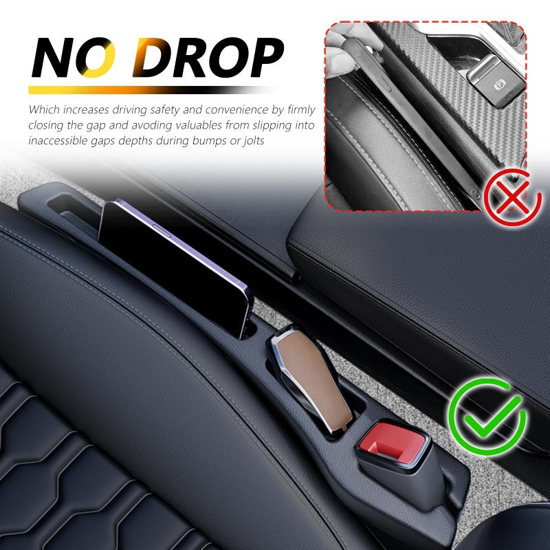 Junecarp 2PCS 2-in-1 Car Seat Gap Filler Organizer with Storage Slots,No Drop Car Gap Seat Filler for Storing Items,Universal in Between Cars Seats Catcher Cars Interior Accessories - Image 4
