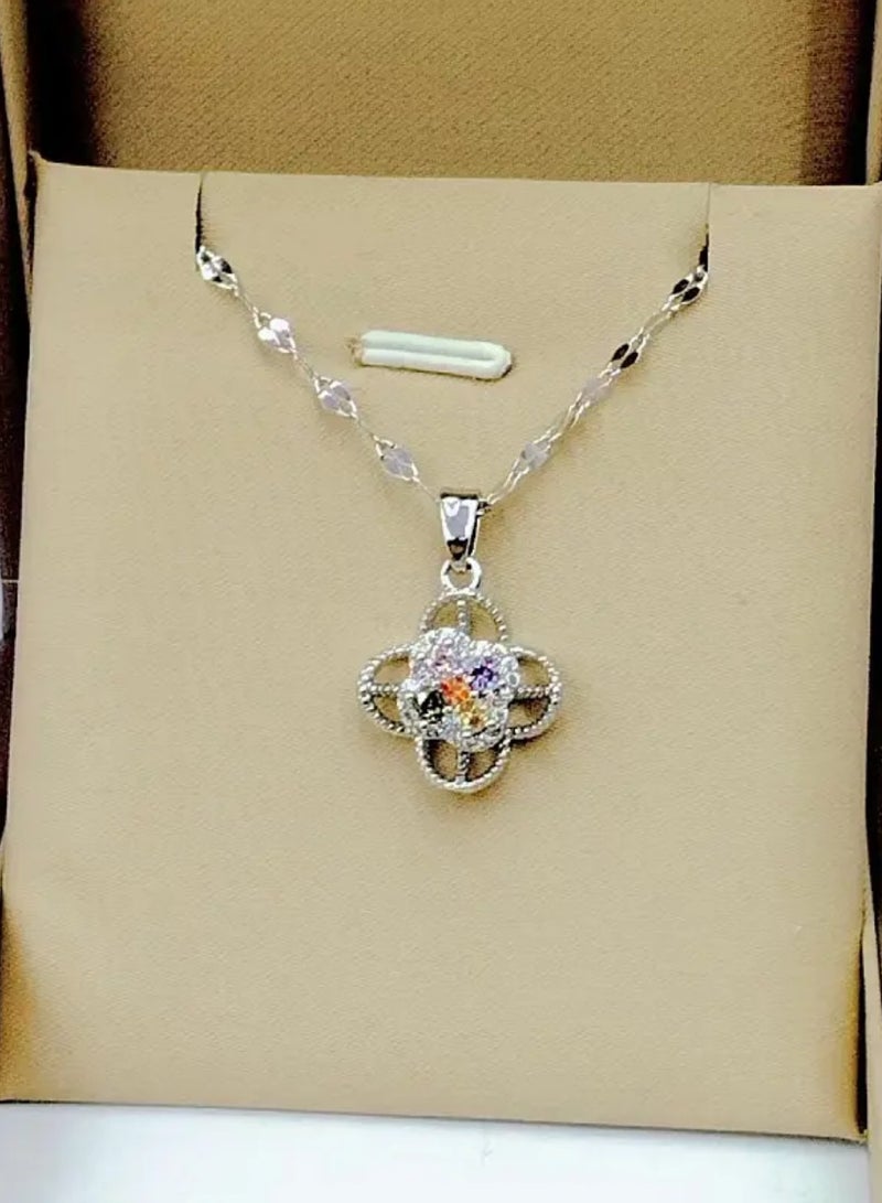 إيكوال سلسال نسائي أنيق مصنوع من الاستانلس ستيل باللون الفضي - Image 2