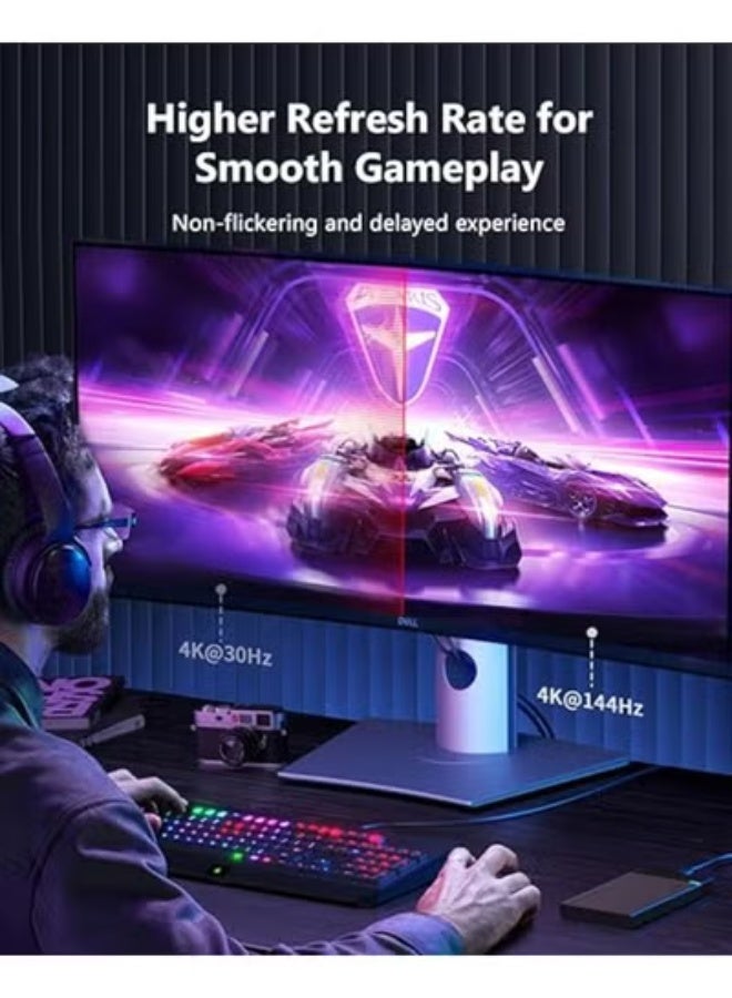 كيبل USB C إلى منفذ عرض DP 1.4 – عملي وسهل الاستخدام – مناسب للعرض بدقة عالية حتى 8K HDR بطول 6.6 قدم - Image 3