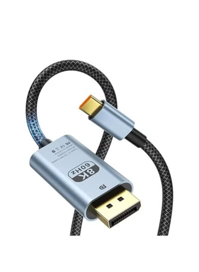كيبل USB C إلى منفذ عرض DP 1.4 – عملي وسهل الاستخدام – مناسب للعرض بدقة عالية حتى 8K HDR بطول 6.6 قدم - Image 1