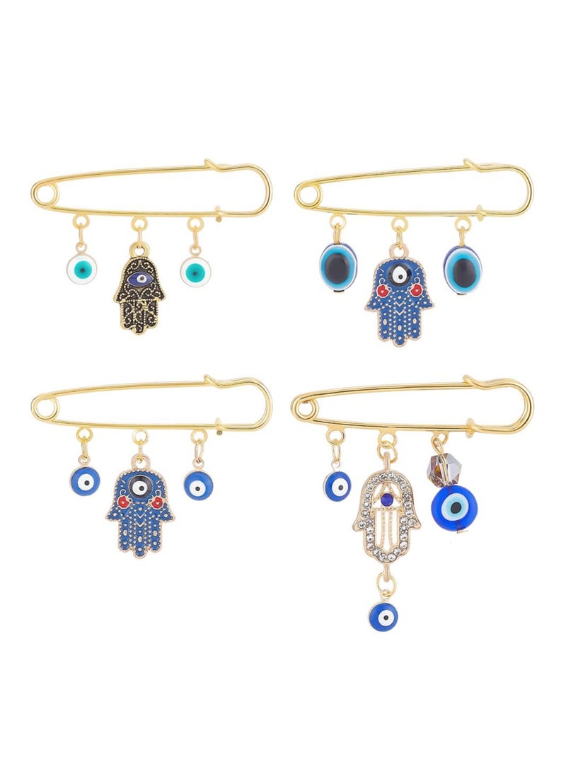 SYOSI دبوس العين الشريرة، 4 قطع دبوس العين الشريرة حظ جيد، تصميم فريد متانة عالية مادة ممتازة بروش، قلائد العين الزرقاء دبوس ذهبي دبوس صغير بروشات مجوهرات للجنسين - Image 1