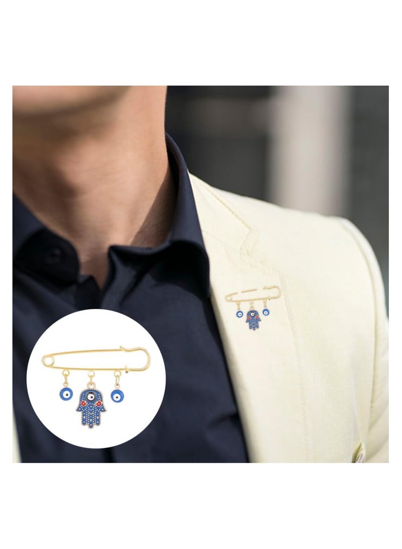 SYOSI دبوس العين الشريرة، 4 قطع دبوس العين الشريرة حظ جيد، تصميم فريد متانة عالية مادة ممتازة بروش، قلائد العين الزرقاء دبوس ذهبي دبوس صغير بروشات مجوهرات للجنسين - Image 4