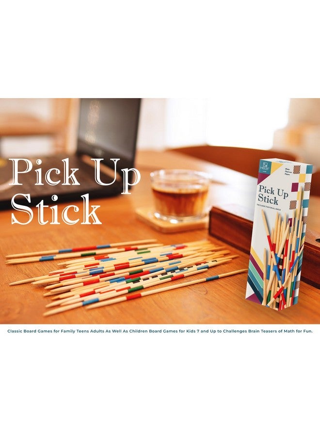 BSIRI Mikado Wooden Pick Up Sticks Classic Kids Board Game for Adults and Teens in Family and Children Board Games for Kids 7 and Brain Teasers of Mathematics Fun Table Games - Image 4