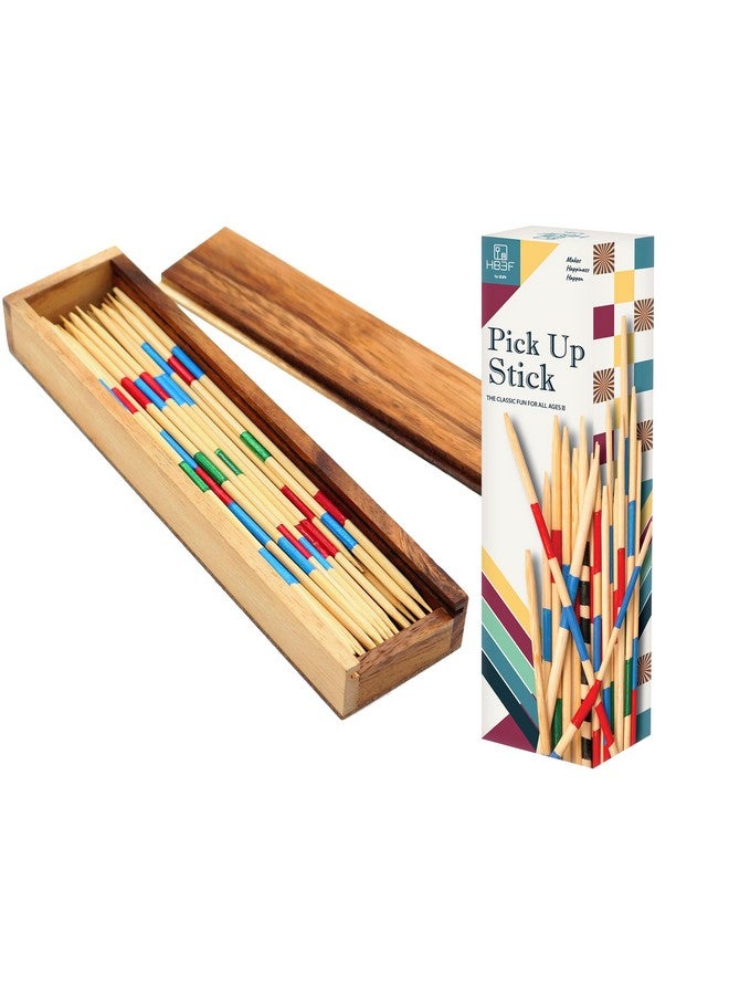 BSIRI Mikado Wooden Pick Up Sticks Classic Kids Board Game for Adults and Teens in Family and Children Board Games for Kids 7 and Brain Teasers of Mathematics Fun Table Games - Image 1