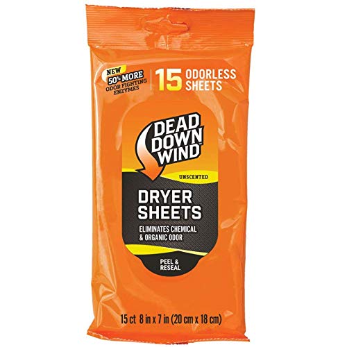 Dead Down Wind Dryer Sheets | 15 Odorless Sheets | Odor Eliminator for Hunting Gear + Hunting Accessories | Anti-Static, Biodegradable Unscented Sheets | 1 Resealable Package - Image 4