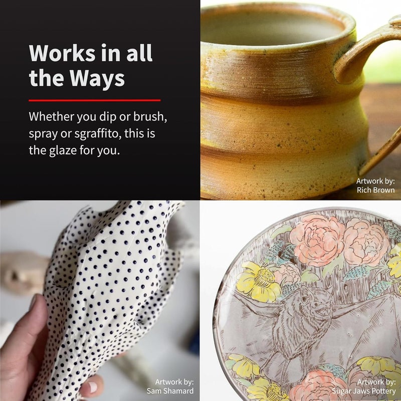 Speedball طلاء تحت الزجاج، برتقالي 16 أونصة، مصنوع في الولايات المتحدة، طلاء خالٍ من الرصاص للفخار والسيراميك، نطاق حرق واسع مخروط 05-10، آمن للطعام - Image 5