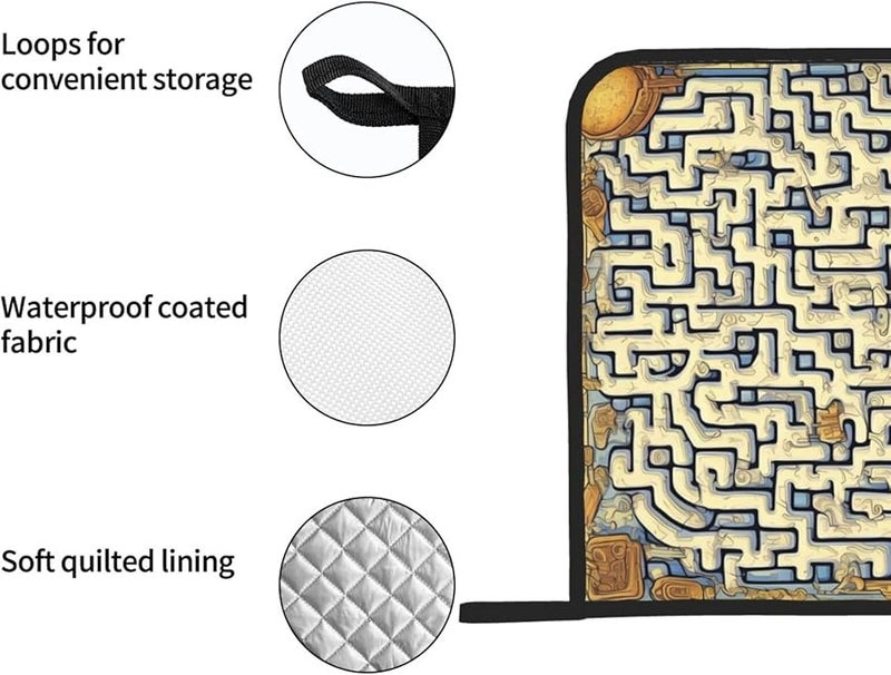 Labyrinth Treasure Map Pot Holders Set of 2 Kitchen Hot Pads for Cooking Baking Grilling - Image 5
