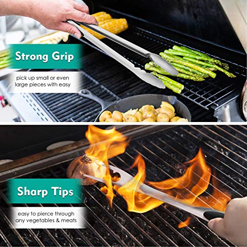 HaSteeL Grilling Utensil Set 18in, Stainless Steel BBQ Accessories Tools with Bag for Outdoor Cooking Camping, Heavy Duty Grill Spatula, Tong, Meat Fork, Basting Brush, Cleaning Brush, Man’s Gift - Image 5
