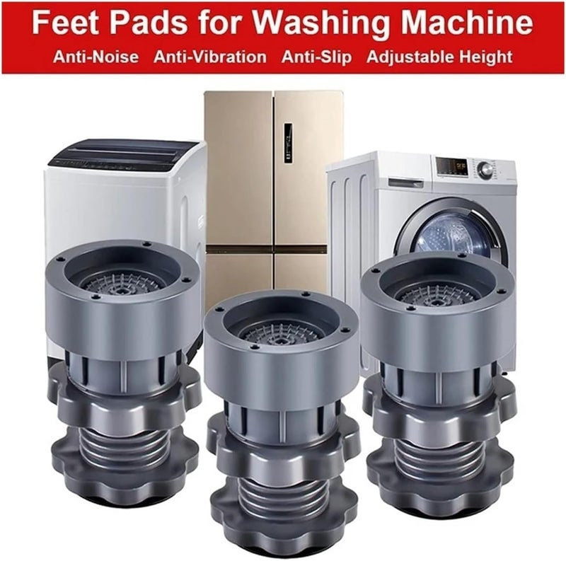 HMAA Washing Machine Vibration Pads Floor Trays Refrigerator Stand Washing Machine StandHeight Adjustment Feet for Refrigerators Fridge Stands with AntiSlip Rubber 4 Pcs Set - Image 4