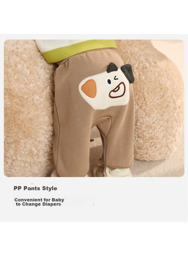 Balabala Balabala Baby Pants, Boys' Long Trousers, Autumn And Winter Girls' Fleece-lined Pants, Infant Pp Pants, Outdoor Wear, Cute, 208424108211  - Image 2